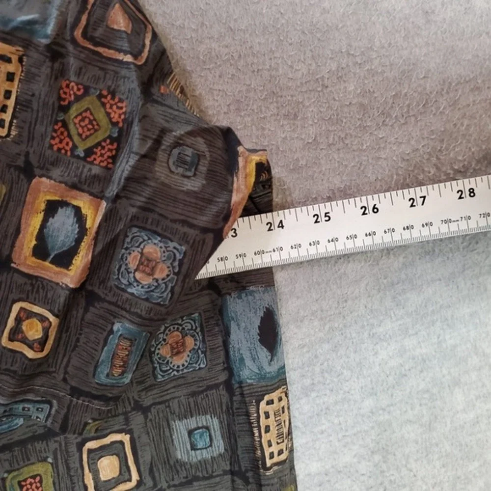 VINTAGE‎ Tori Richard Men Button Up Shirt XL Gray Geometric Made In Hawaii USA